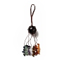 Natural & Synthetic Gemstone Round Pendant Decorations, Chakra Gemstone Chips Nylon Cord Hanging Ornament