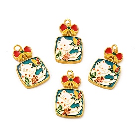 Alloy Pendants, with Double-Sided Enamel and Jump Ring, Gift Box with Cat Charm