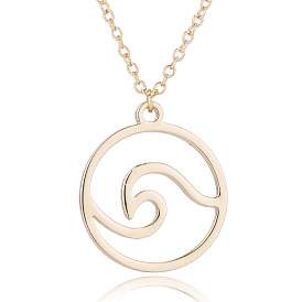 Fashionable Hollow Wave Pendant Necklace for Men and Women, Stainless Steel Sweater Clavicle Chain