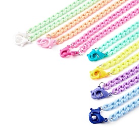 7 pcs 7 ensembles de colliers de chaîne gourmette acrylique personnalisés couleurs, chaînes de lunettes, chaînes de sac à main, avec fermoirs à pince en plastique