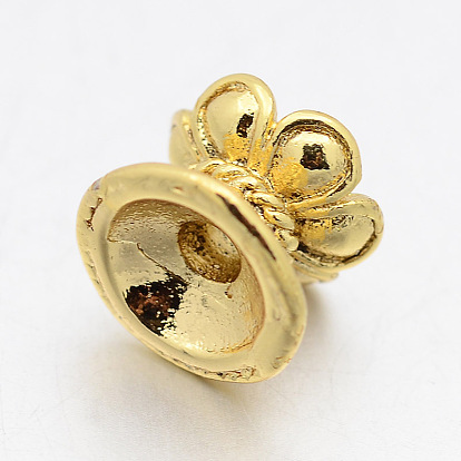 Brass Lotus Beads, Buddha Jewelry Making, 7x9mm, Hole: 2.5mm