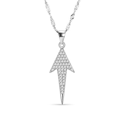 SHEGRACE Luxurious 925 Sterling Silver Pendant Necklace, with Micro Pave 5A Cubic Zirconia Arrow Pendant, 17.7 inch