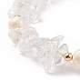 Puces de pierres précieuses naturelles et bracelet coulissant perlé pour femme, or