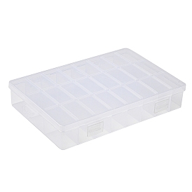 (Defective Closeout Sale: Scratched) Plastic Bead Storage Containers, with 24 Compartments, Rectangle