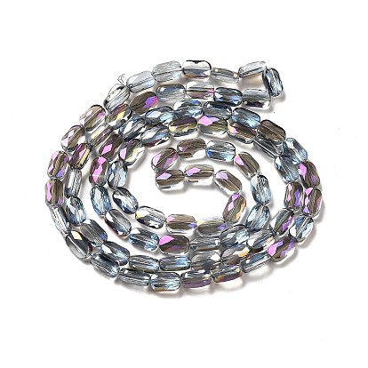 Brins de perles de verre de galvanoplastie transparentes, facette, demi arc-en-ciel plaqué, ovale