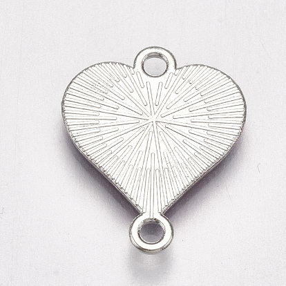 Printed Alloy Links Connectors, with Enamel, Heart, Platinum
