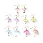 5 Pairs 5 Color Acrylic Umbrella with ABS Plastic Beaded Dangle Earrings, 304 Stainless Steel Jewelry for Women