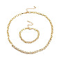 Infinito circonita cúbica pulseras y collares conjuntos de joyas, con cadenas de bronce y cierres de pinza de langosta
