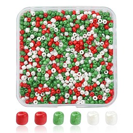 55.5 g 3 colores pintura para hornear cuentas de semillas de vidrio, brillo de colores opacos, rondo, para la Navidad