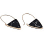 Natural & Synthetic Mixed Stone Triangle Dangle Hoop Earrings, Brass Drop Earrings for Women, Light Gold