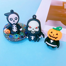 Luminous Halloween Theme PVC Pendants, Glow in the Dark, Reaper/Skull/Pumpkin