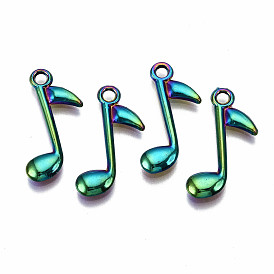 Rainbow Color Alloy Pendants, Cadmium Free & Lead Free, Musical Note