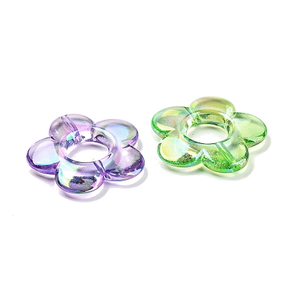 Transparent UV Plating Rainbow Iridescent Acrylic Bead Frames, Flower