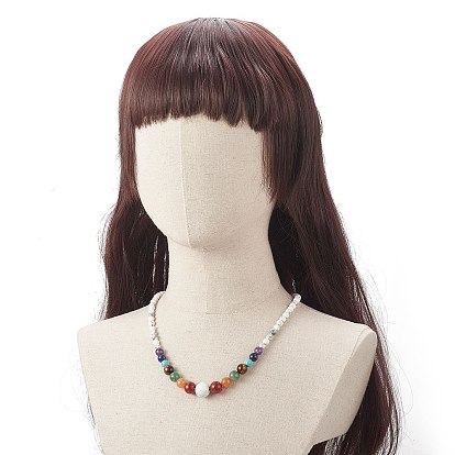 Ожерелье из бисера из натуральных и синтетических смешанных драгоценных камней для женщин