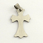 201 Stainless Steel Cross Stamping Blank Tag Pendants, with Snap on Bails, 36x21x1mm, Hole: 3mm