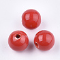 Handmade Porcelain Beads, Bright Glazed Porcelain, Round