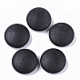 Natural Black Stone Beads, No Hole/Undrilled, Flat Round