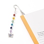 4Pcs Gemstone Beaded Bookmarks, Feather Bookmarks, with Handmade Evil Eye Lampwork Bead, Pendant Bookamark, Butterfly & Elephant & Tortoise & Owl