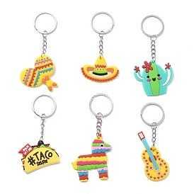 Porte-clés en plastique pvc dessin animé, pour porte-clés cadeau de décoration de fête de vacances mexicaines