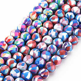 Handmade Polymer Clay Beads Strands, for DIY Jewelry Crafts Supplies, Round