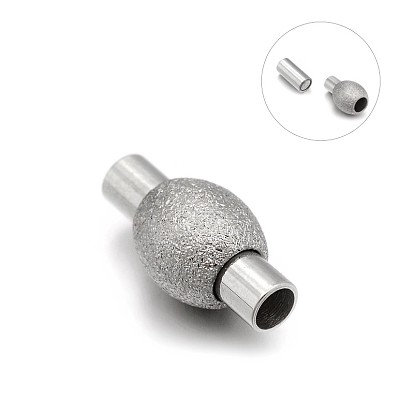 304 Stainless Steel Textured Magnetic Clasps with Glue-in Ends