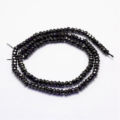 Natural Black Spinel Beads Beads Strands, Faceted, Rondelle