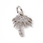 Brass Micro Pave Cubic Zirconia Charms, with Jump Ring, Coconut Tree Charm