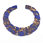 Assembled Bronzite and Synthetic Lapis Lazuli Beads Strands, Graduated Pendant Beads, Trapezoid