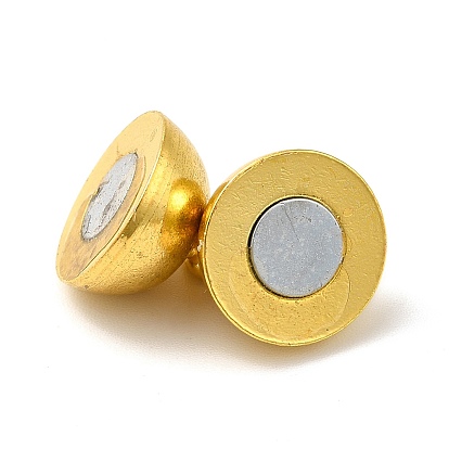 Brass Magnetic Clasps with Loops, Round, Mixed Color, 19x12mm, Hole: 2mm