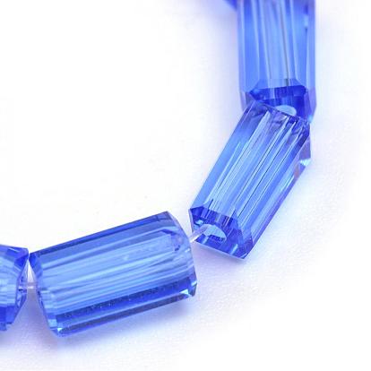 Transparent Glass Bead Strands, Tube, 6~6.5x3x3mm, Hole: 1mm, about 80pcs/strand, 20 inch
