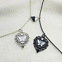 2pcs 2 style coeur avec ensemble de colliers pendentif en émail en alliage papillon, colliers de couple assortis avec fermoirs magnétiques
