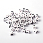 Acrylic Horizontal Hole Letter Beads, Cube, 10x10x10mm, Hole: 3mm