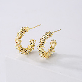 Boucles d'oreilles géométriques en cuivre et or - design unique, minimaliste, argent sterling.