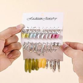 Fashionable and Cute Colorful Butterfly Pearl Acetic Acid C-type Vintage Earrings