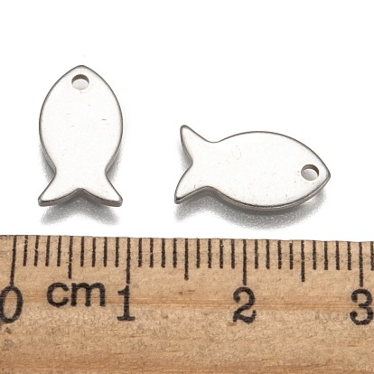 Stainless Steel Fish Charms, 13x7x1mm, Hole: 1mm