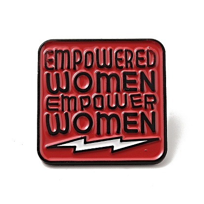 Square with Empowered Women Empower Women Enamel Pin, Electrophoresis Black Alloy Feminism Brooch for Backpack Clothes