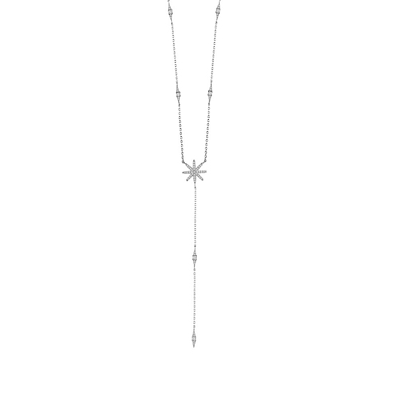 SHEGRACE 925 Sterling Silver Pendant Necklaces, with Grade AAAA Cubic Zirconia, Star