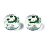 Transparent Acrylic Beads, Horizontal Hole, with Glitter Powder & Enamel, Flat Round with Smile Face