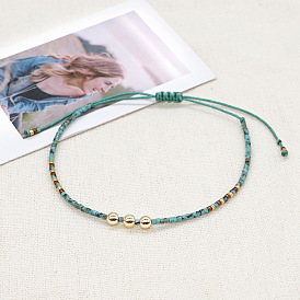 Boho Glass Beaded Turquoise Bracelet with Vintage Ethnic Charm