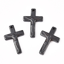 Synthetic Non-magnetic Hematite Pendants, For Easter, Grade A, Crucifix Cross