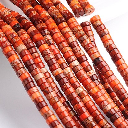 Natural Imperial Jasper Beads Strands, Dyed & Heated, Heishi Beads, Flat Round/Disc