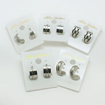Fashion 304 Stainless Steel Huggie Hoop Earrings, Hypoallergenic Earrings, 12~12.5x13~13.5x4~9mm, Pin: 0.8mm