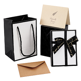 Kits de fabrication de boîtes de bricolage benecreat, y compris les boîtes à bijoux en papier, raphia papier froissé découpé, ensemble d'enveloppes kraft et de cartes de vœux à motif de feuilles