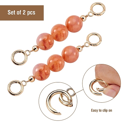 Bag Extension Chain, with ABS Plastic Beads and Light Gold Alloy Spring Gate Rings, for Bag Replacement Accessories