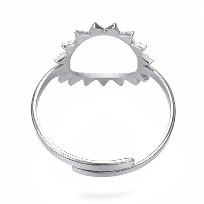 304 anillo de puño de acero inoxidable abierto al sol, anillo grueso hueco para mujer