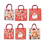Christmas Santa Claus Print Paper Gift Bags with Nylon Cord Handle, Rectangle/Square, Red
