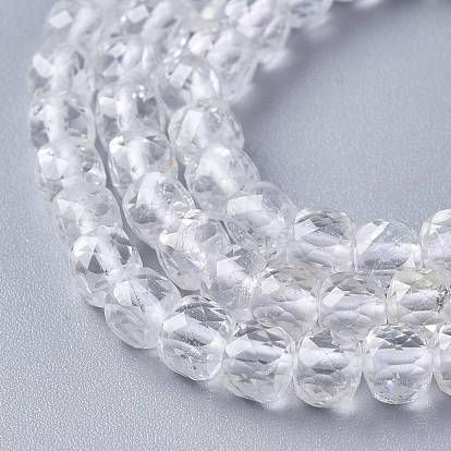 Hebras naturales de perlas de cristal de topacio, facetados, cubo