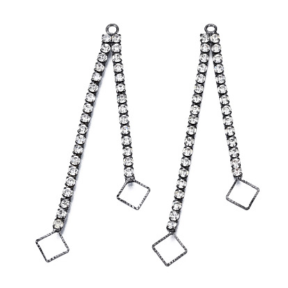 Cadena de diamantes de imitación de pavé de latón con grandes colgantes de rombos, sin cadmio y níque y plomo