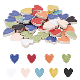 Porcelain Cabochons, Mosaic Tile Supplies for DIY Crafts, Plates, Picture Frames, Flowerpots, Handmade Jewelry, Heart, with Bead Container