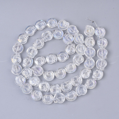 Electroplate Glass Beads Strands, AB Color Plated, Spiral Shell Shape
